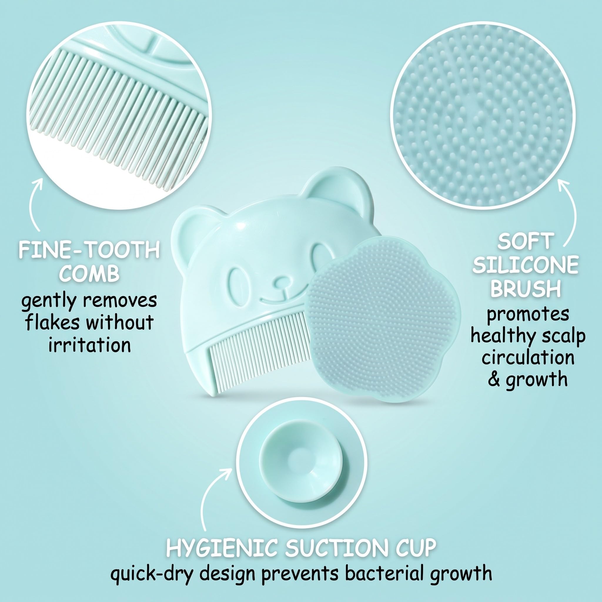 2 Pezzi Spazzola da Bagno per Neonati, pettine crosta lattea neonato, Spazzola per Bambini in Silicone, Pettine Neonato per Rimuovere La Crosta Lattea Del Bambino
