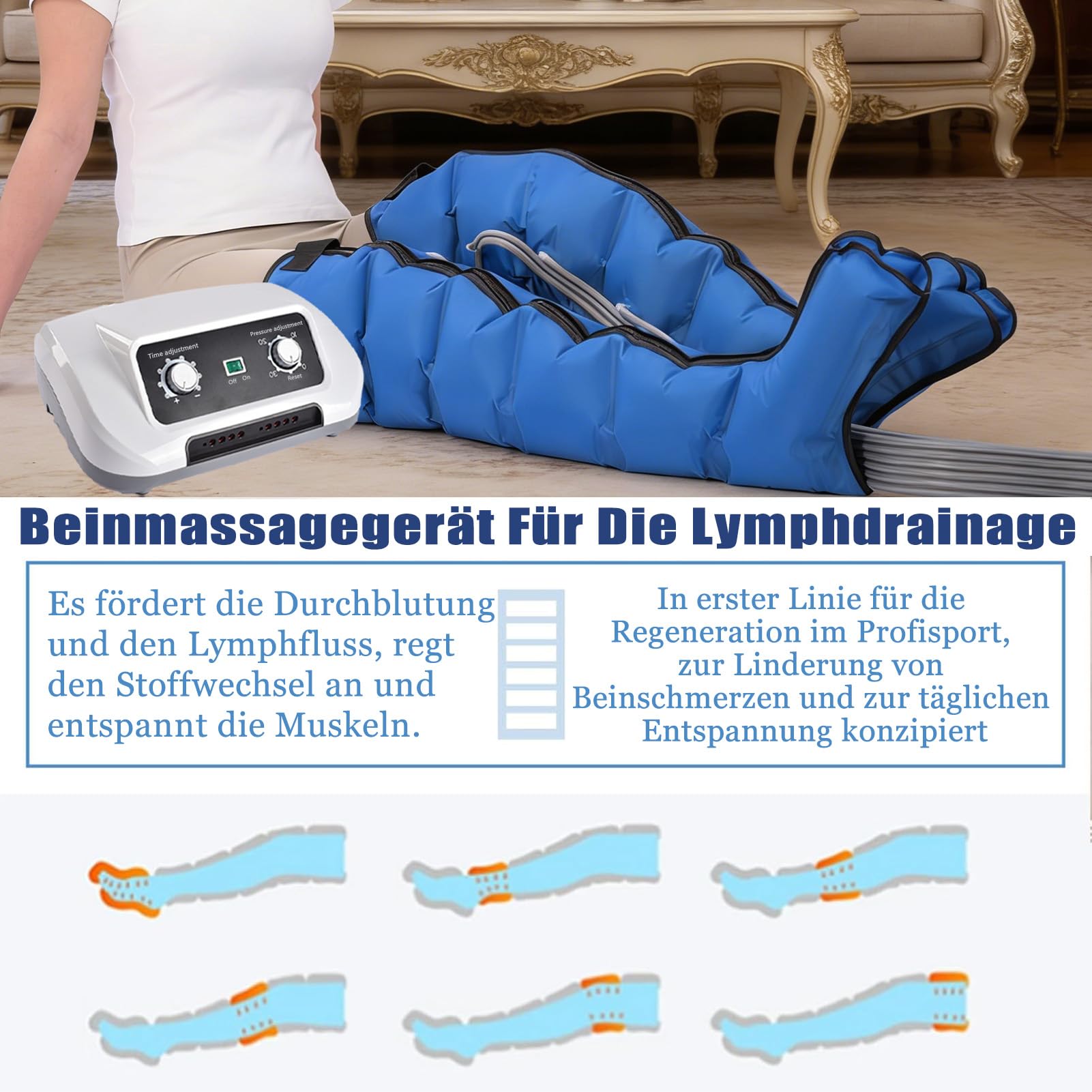 Dispositivo di drenaggio linfatico Gambe Per Lipedema - Massaggiatore per Gambe Per Il Drenaggio Linfatico Con Massaggio Polpico e Drenaggio Linfodrenante - Professionale Efficacia Recupero Boots (2