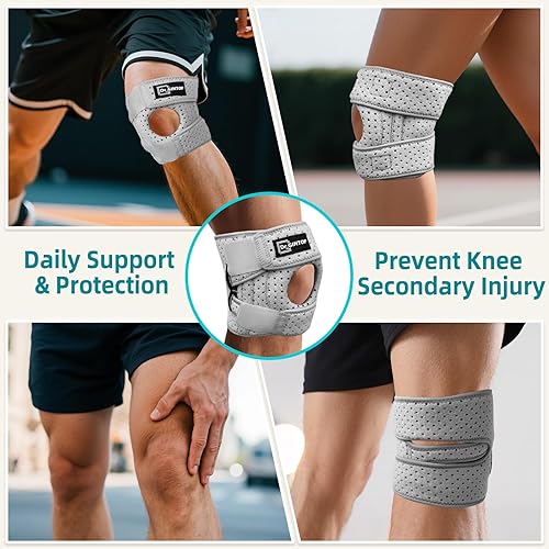 Miniatura 5 de Rodillera para mujeres y hombres con almohadilla de rótula y estabilizadores laterales, soporte de rodilla de rótula abierta para aliviar el dolor