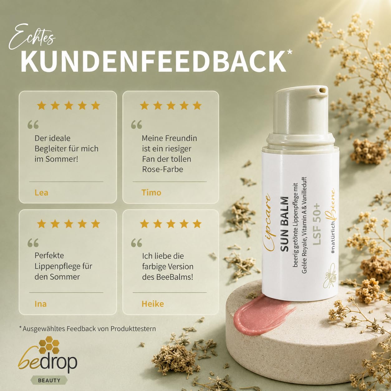 Lip Care Set I Bee Balm & Sun Balm - Sonennschutz für deine Lippen und feuchtigkeitsspendende Formel mit Manuka Honig