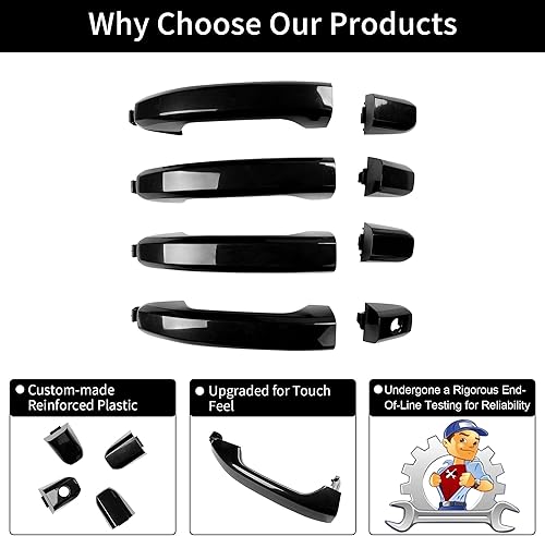Vista 3 de Gledewen Juego de manijas de puerta exteriores, compatible con Silverado Suburban Tahoe 2014-2021, Sierra Yukon, parte delantera y trasera exterior