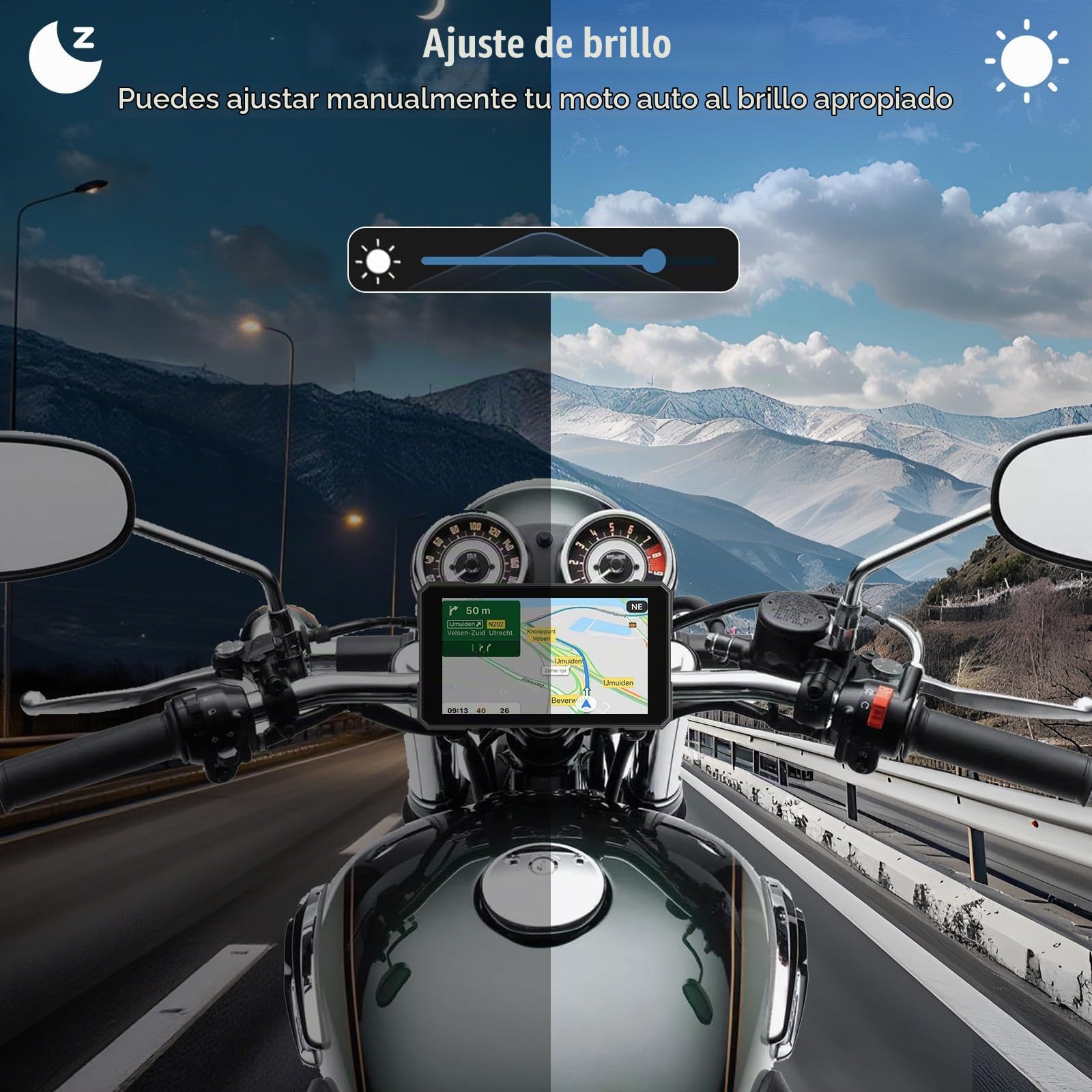 [2026 Nuevo] CAMECHO Pantalla Táctil de 5'' CarPlay Inalámbrico para Moto con Detección de Presión de Neumáticos, GPS Moto y Coche con CarPlay Inalámbrico Android Auto Bluetooth IP67 Impermeable 12V