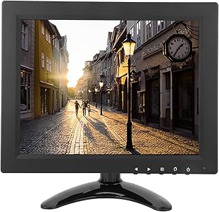 Monitor,9.7 Inch HD Monitor Support 1024X768, IPS True Color Soft Screen PC Monitor,Computer CCTV Monitor Display for HDMI, VGA, BNC, AV(Black)