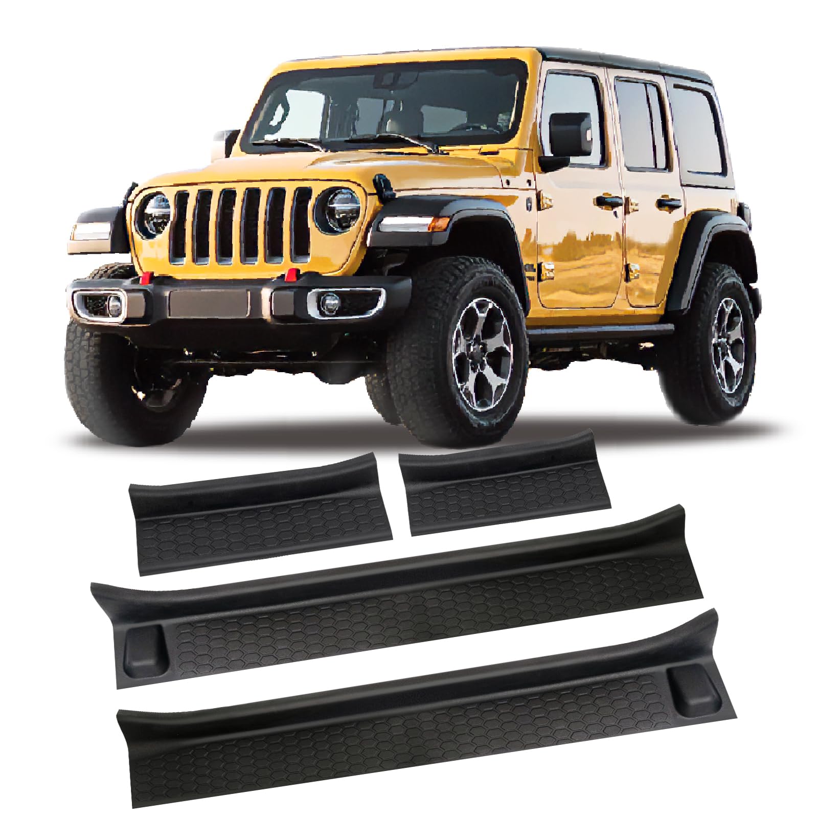 4PCS for Jeep Gladiator Door Sill Guards Kit for 2018-2026 Jeep Wrangler Accessories Door Entry Guard Protector for 2020-2025 Jeep Gladiator JT Accessories Car Door Sill Protector for Jeep Wrangler JL