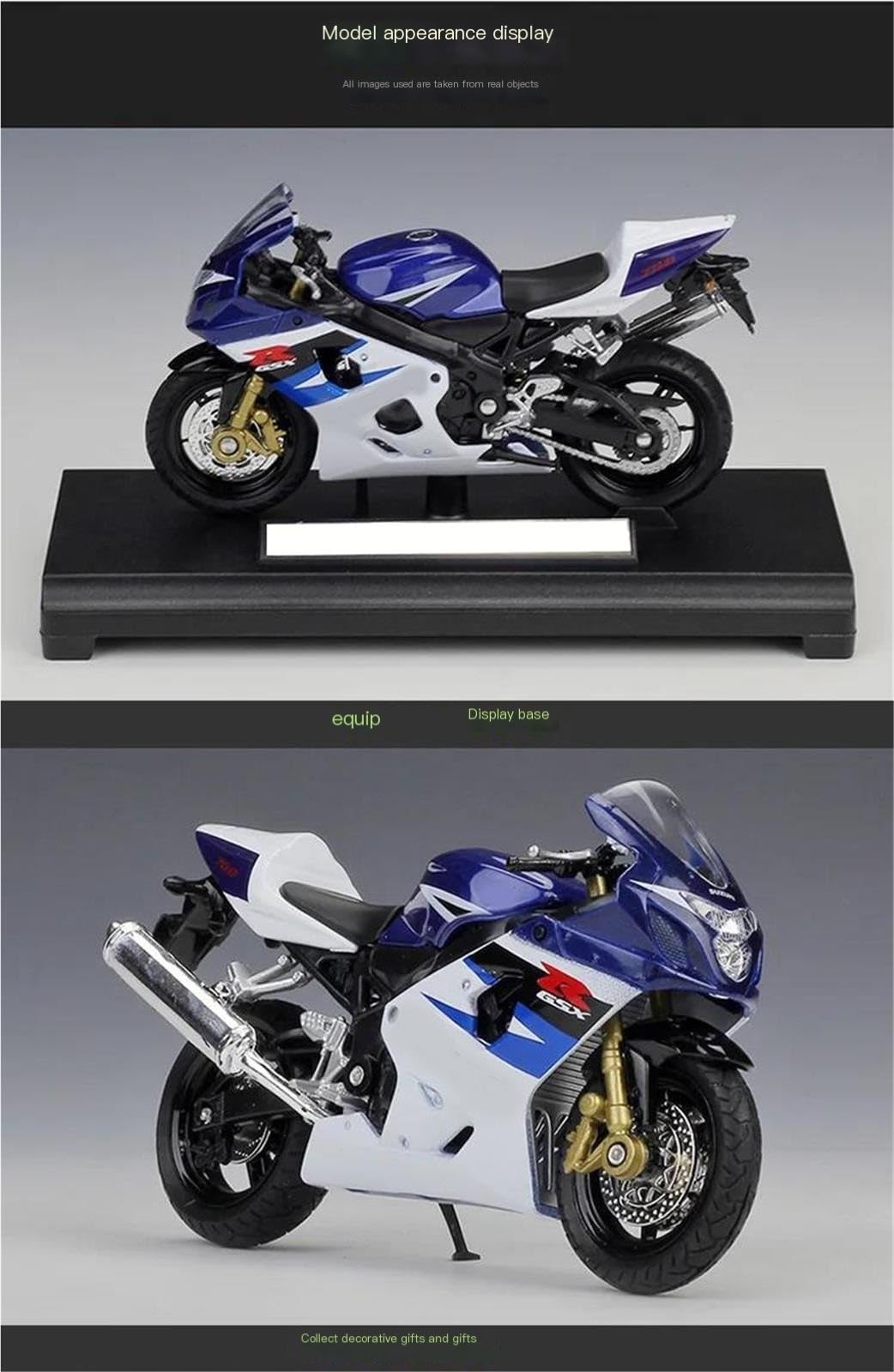 Modello Di Motocicletta In Lega Simulazione 1:18 Per Suzuki Gsx-r750 R 750 Con Sfondo Base Della Scena Moto Club