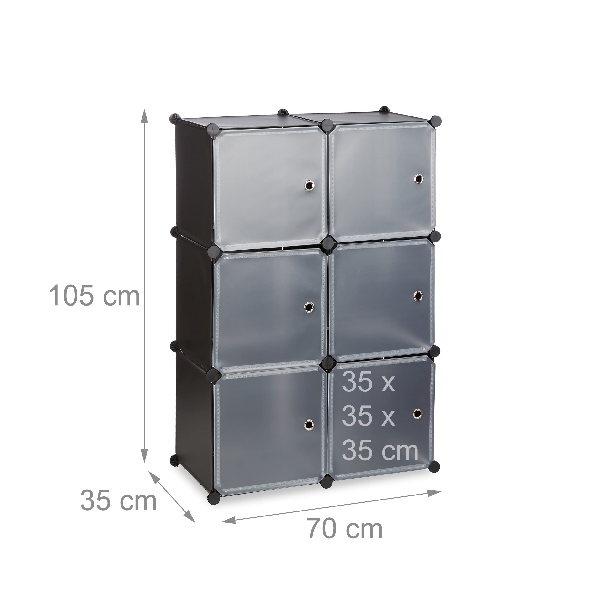 Étagère Cubes Relaxdays 6 Casiers - 105x70x35 Cm, Transparent, Modulable