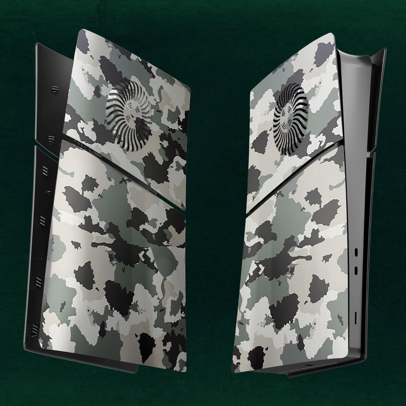 Placa frontal delgada para PS5, edición digital, diseño de camuflaje, carcasa lateral de ABS personalizada para consola PS5 Slim versión digital (con rejillas de refrigeración)