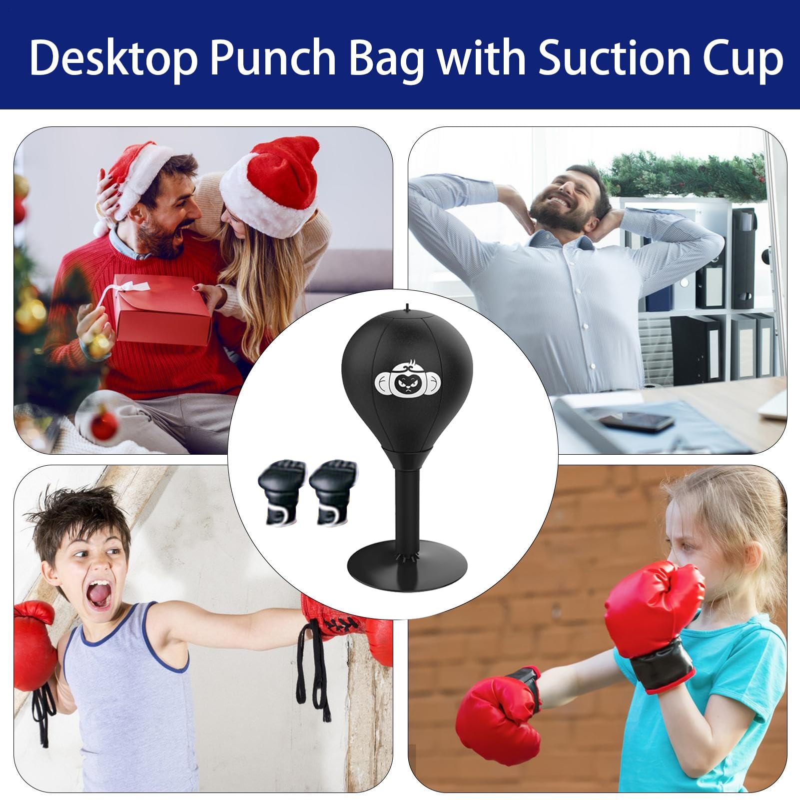 Sacco da boxe da scrivania, mini palla da boxe, mini palla a grappolo, riduttore di stress a molla, palla da ufficio, gadget da ufficio per frustrazione, allenamento da scrivania per il riposo