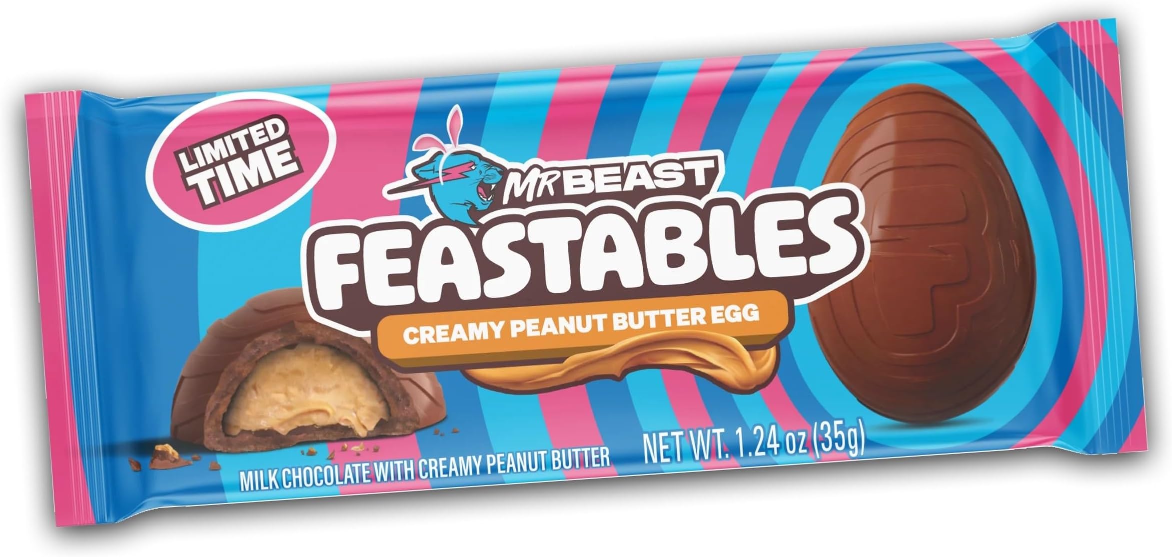 Mr.Beast Feastables Creamy Peanut Butter Egg, Limited Time Milk Chocolate, 35gm