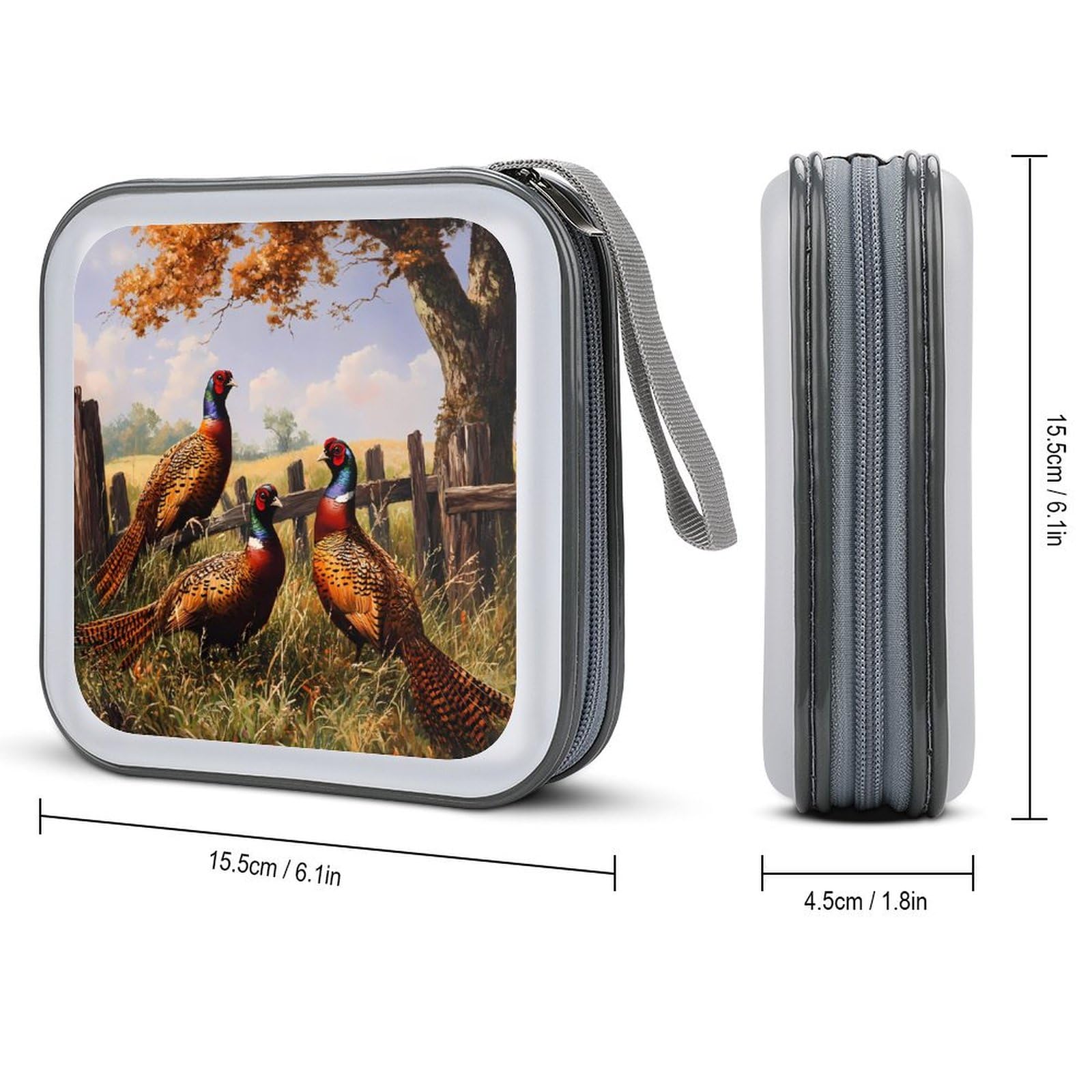 Pheasant Animal CD Case Portable DVD Holder Storage Organizer for Home Travel