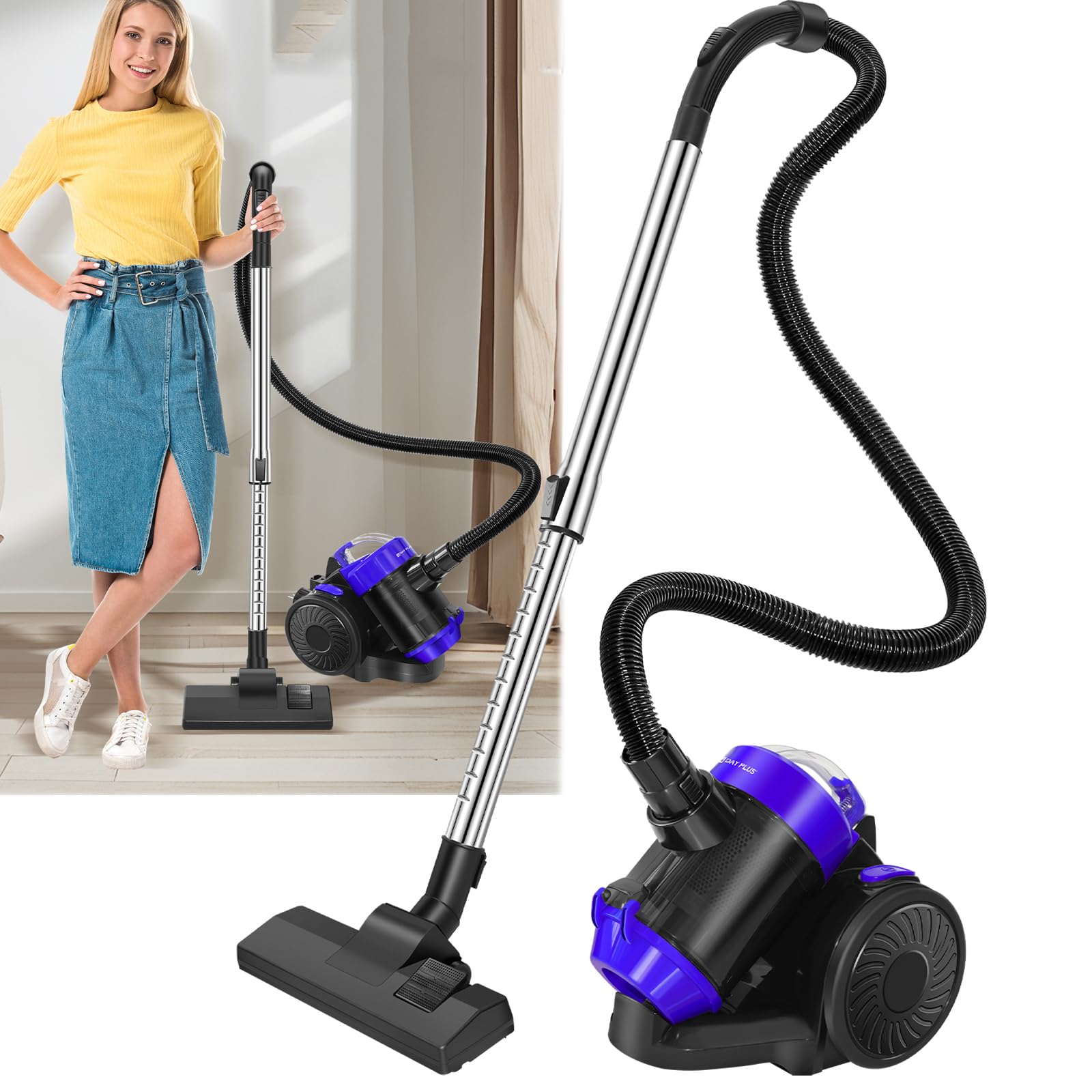 Staubsauger für Tierhaare 1500W - Zylinder Staubsauger ohne Beutel mit 5m Teleskoprohr für alle Böden, Auto & Haushalt