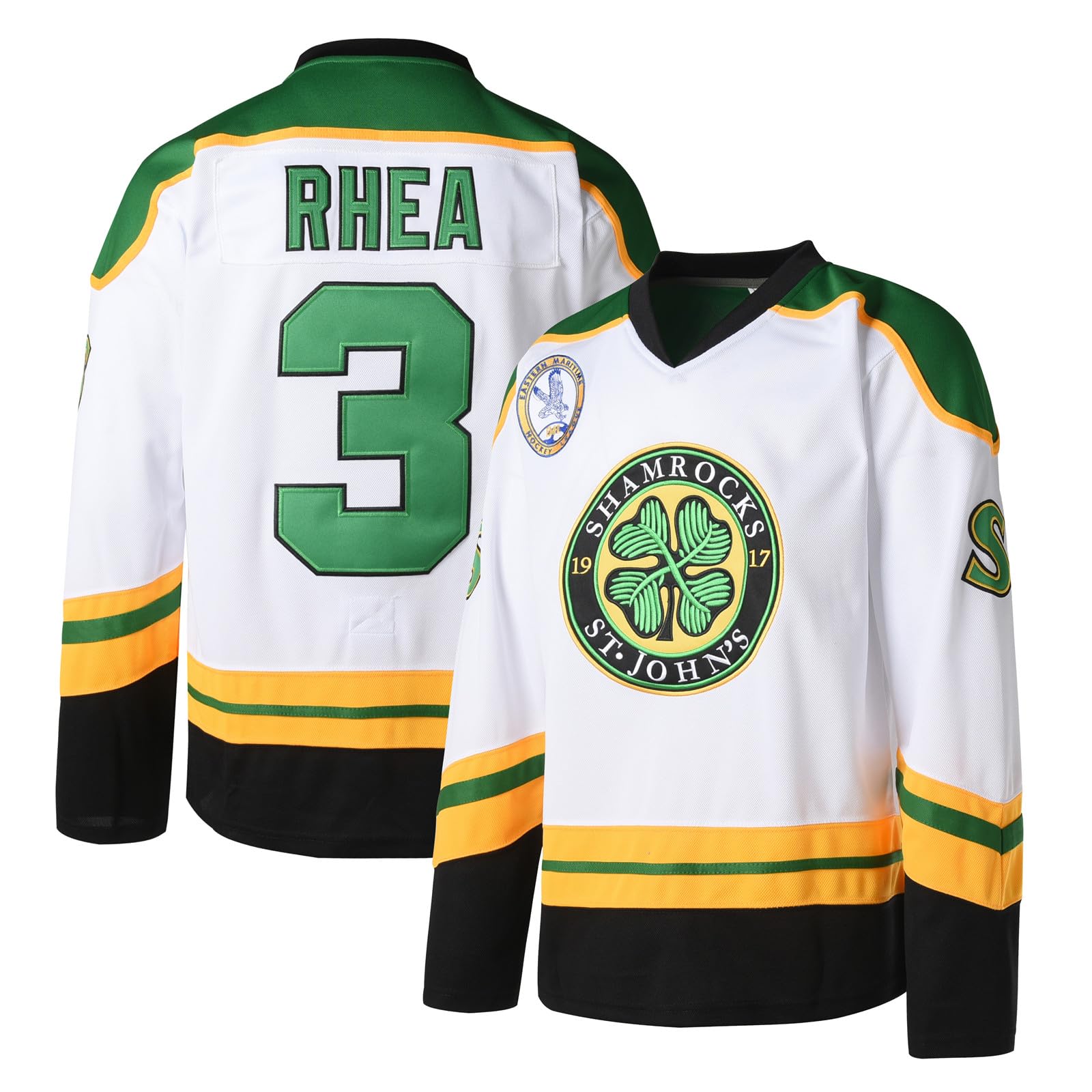 Maillot de hockey sur glace Ross The Boss #3 Rhea pour homme avec écusson EMHL