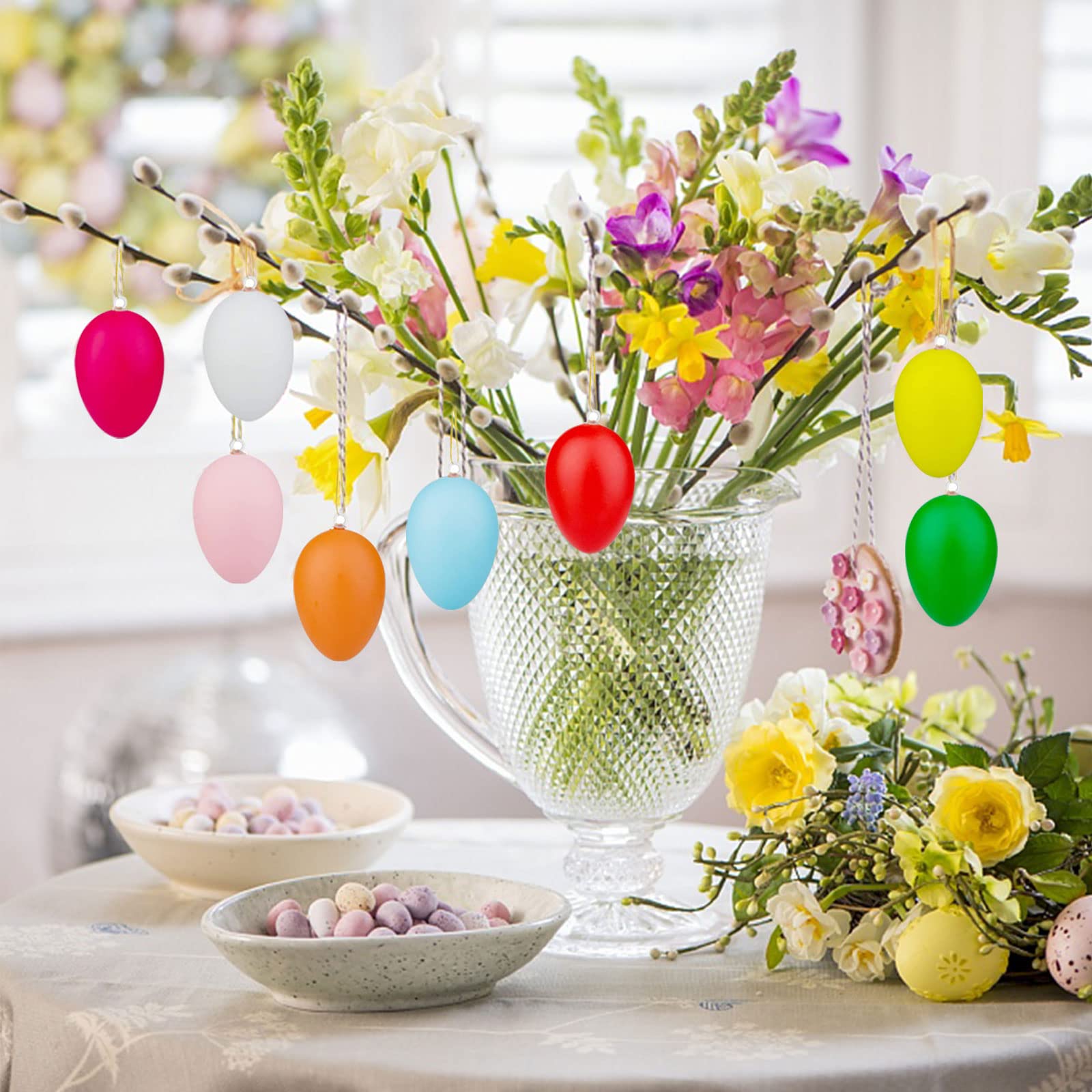 Uova da colorare decorare in plastica per albero pasquale e colori