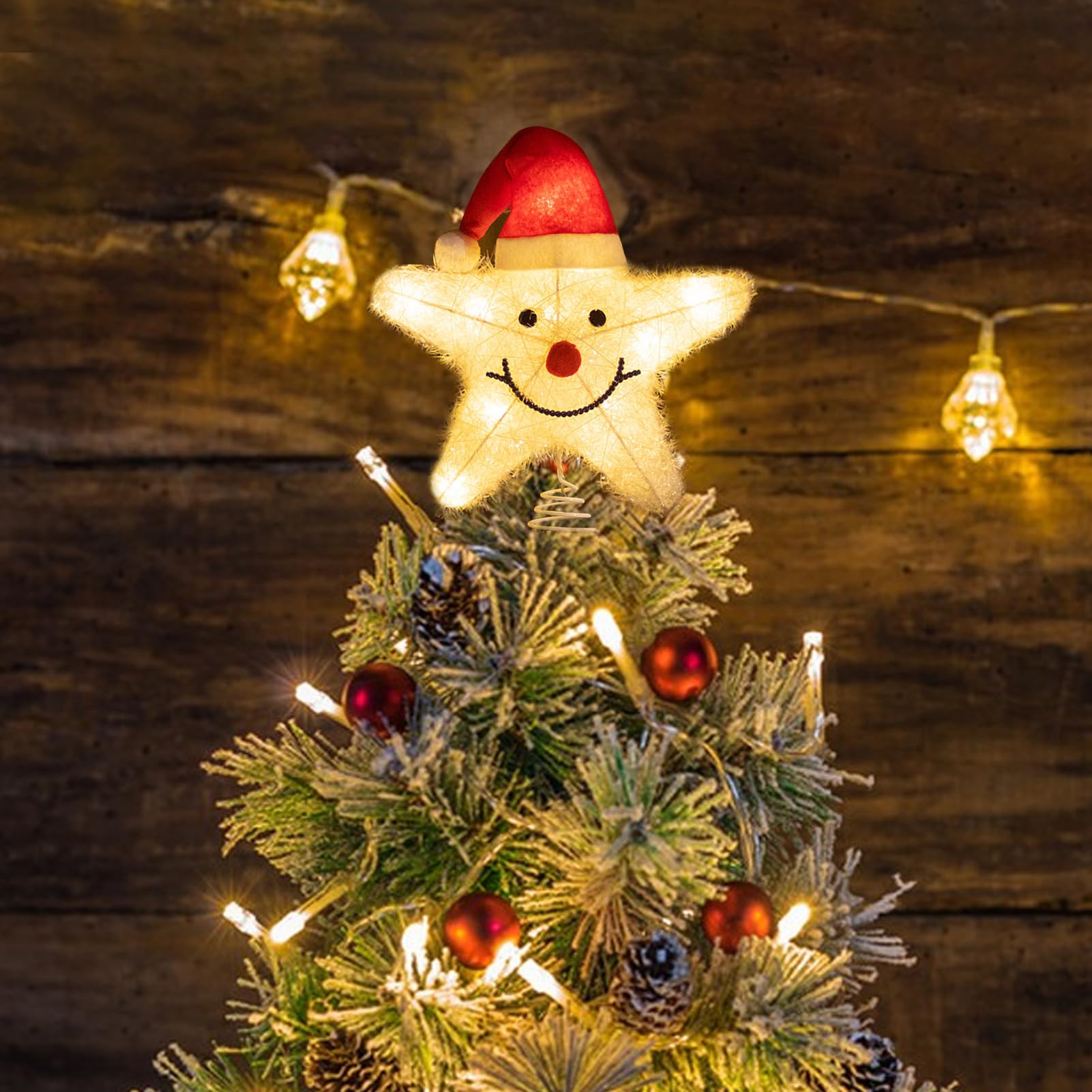 TOPPERFUN Weihnachtsbaumspitze LED Stern - Batterie Oder USB Mit Bunten Lichtern