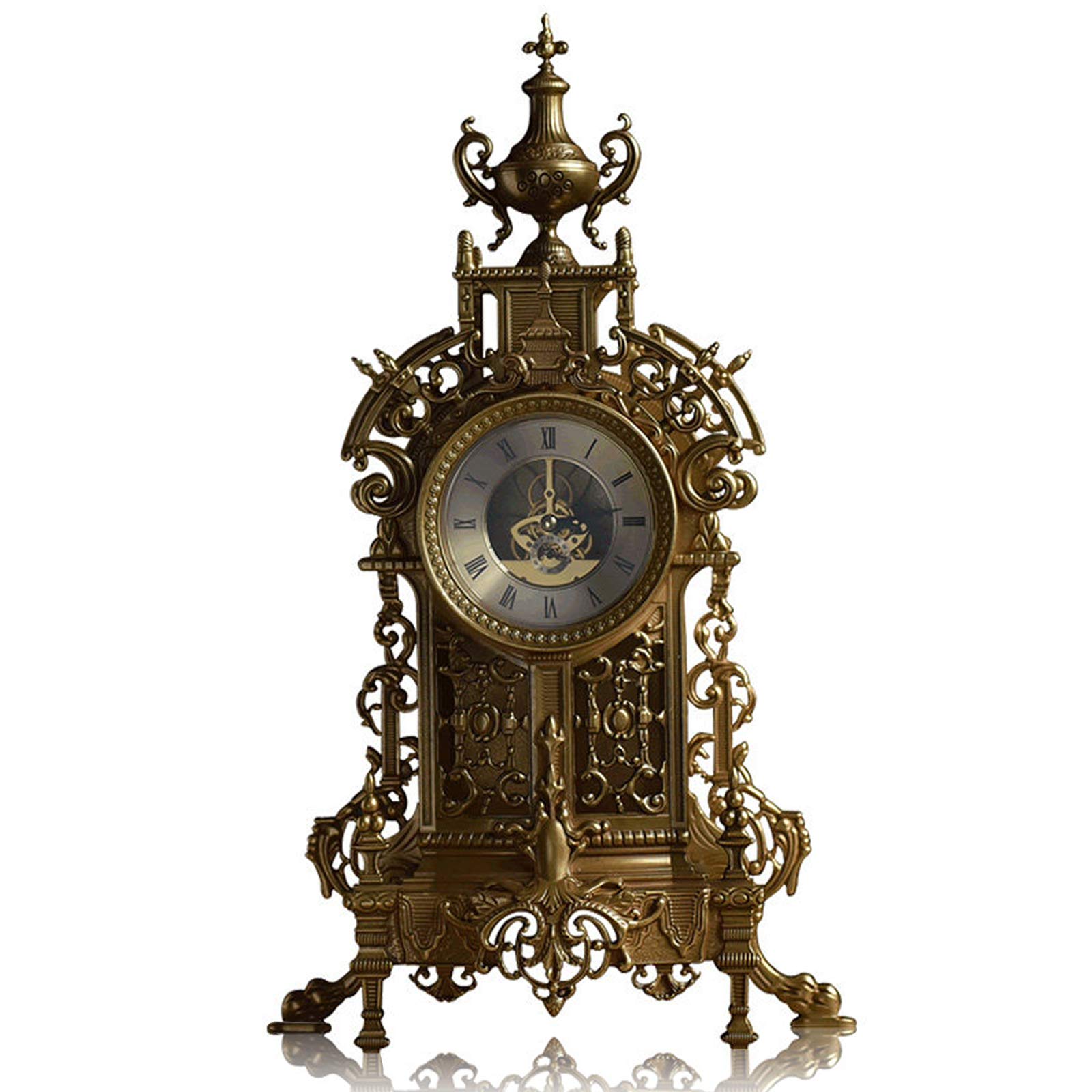 QBLDX European Desktop Clock, Handmade Metal Fireplace Clocks, High-precision Mechanical Movement Apply To Home Decoration Gift(Color:A)