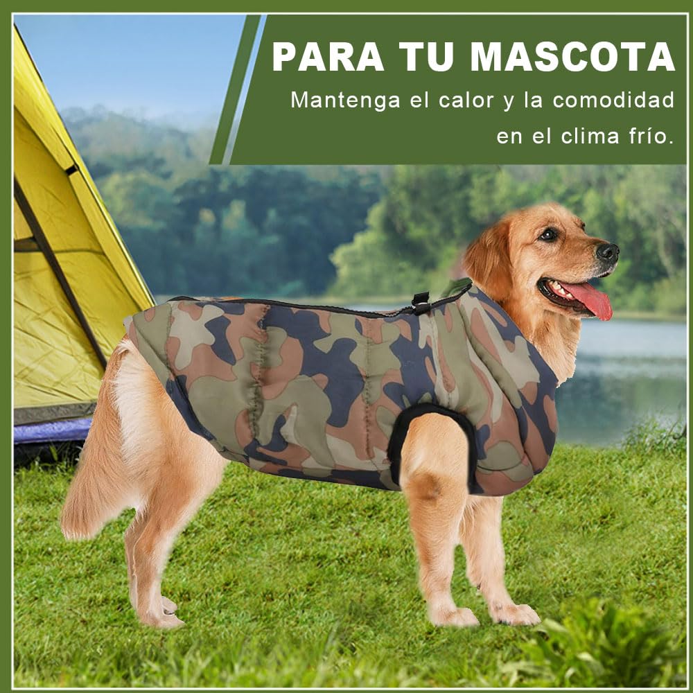 Voarge Giacca per animali domestici Cappotti caldi invernali per cani di piccola taglia gilet caldo con cerniera per cani Chihuahua Piccolo animale domestico inverno Gilet caldo (L, Camouflage)