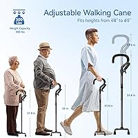 Vista 5 de KingPavonini Canes for Women/Men with Second Handle, Foldable & Adjustable Walking Cane with 4-Pronged Base, Quad Cane for Stability, Standing