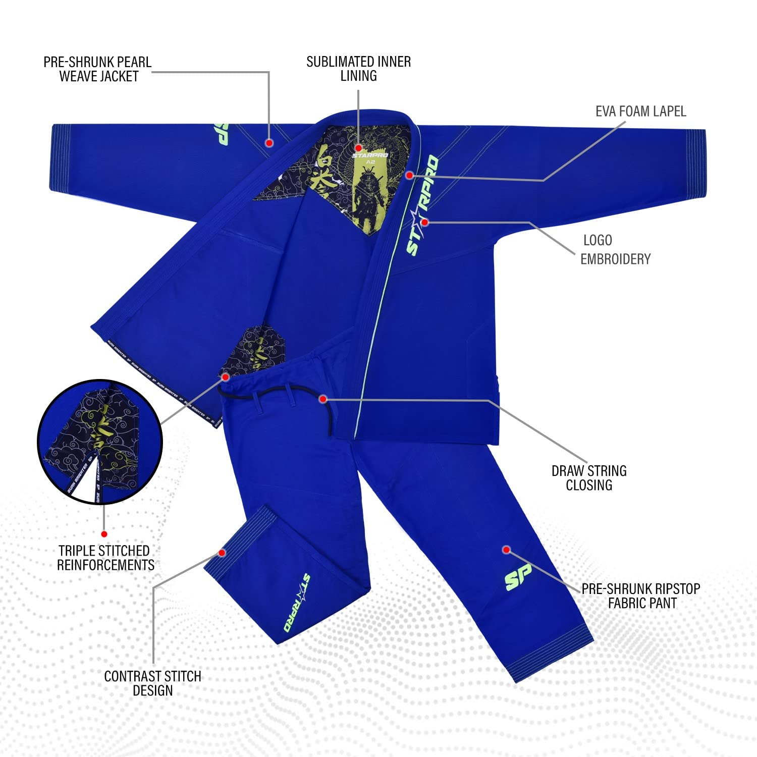 Starpro | Ronin Preshrunk Premium Jiu Jitsu, BJJ Gi | Diverses tailles et couleurs | Jujitsu Gi, Lightweight BJJ Gi, Jiu Jitsu Gi, Juijitsu Gi, Gi BJJ, BJJ Gi Men