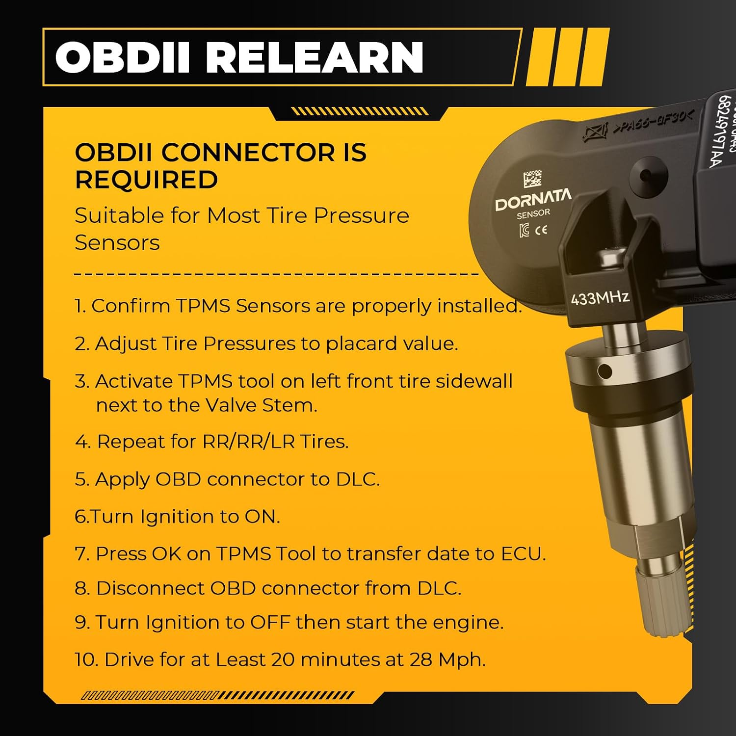 TPMS Sensor,Pre-Programmed Tire Pressure Monitoring Sensor - Compatible with Dodge Jeep-Ram 2500 3500 4000 4500 5000,Cherokee,Grand Commander-434MHz-Replace OE#68249197AA(Set of 4)