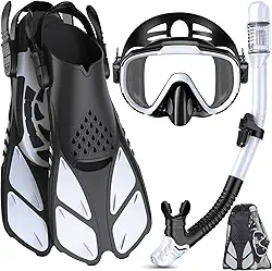 Equipamento De Mergulho Com Snorkel Para Adultos, Homens E Mulheres, Conjunto De Snorkel 4 Em 1 Com Vista Panorâmica, Máscara De Mergulho Antiembaçante, Anti-Vazamento, Snorkel Com Topo Seco