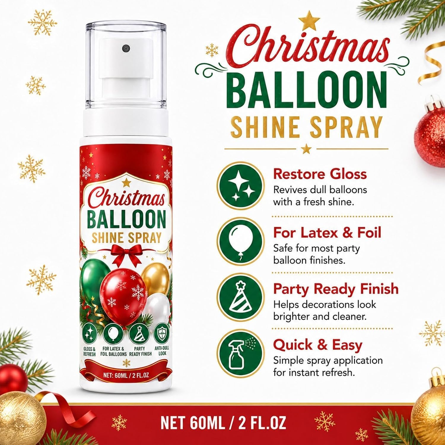 High Gloss Finish - Balloon Shine Spray, Fade Resistant Fine Mist Formula