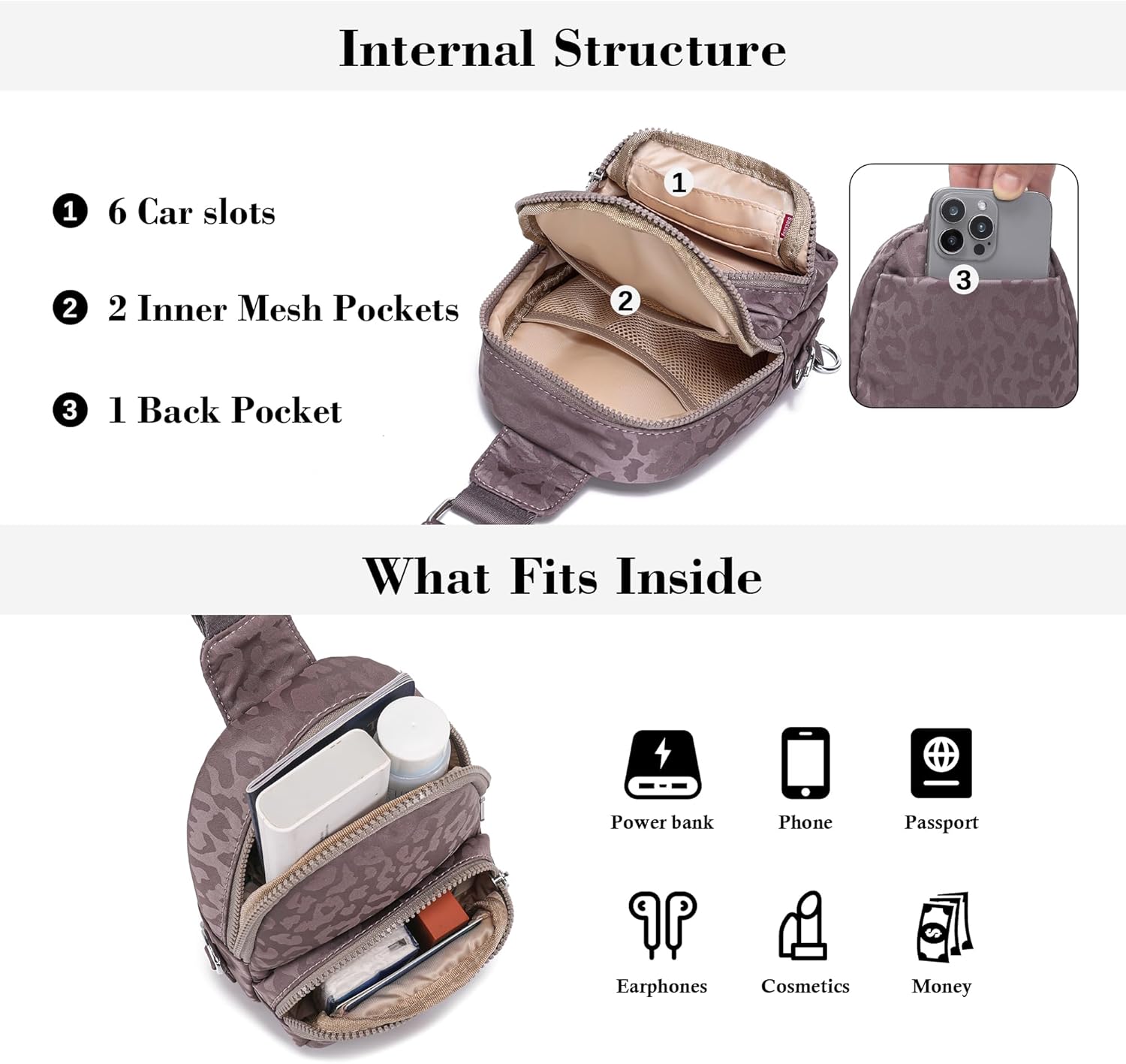 NEICOA Anti Theft Crossbody Bags for Women Small Nylon RFID Sling Bag Lightweight Travel Purse for Daily Casual Use - Image 5