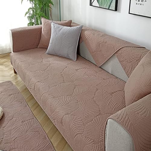 vctops Funda de algodón con diseño de hoja de palmera para sofá, funda antideslizante para sofá modular, para perros, gatos y mascotas, para sofá