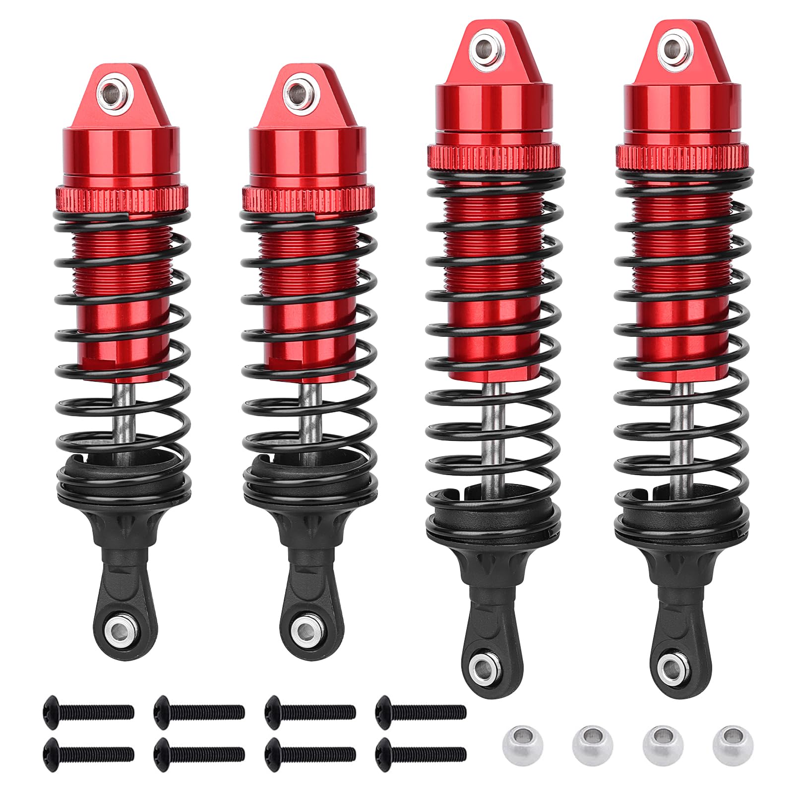 CrazyHobby RC Shocks for 1/10 Traxxas Slash Rustler VXL Stampede Hoss 4X4, Replace 5862 Big Bore Shock Set, with Springs Upgrade (Red)