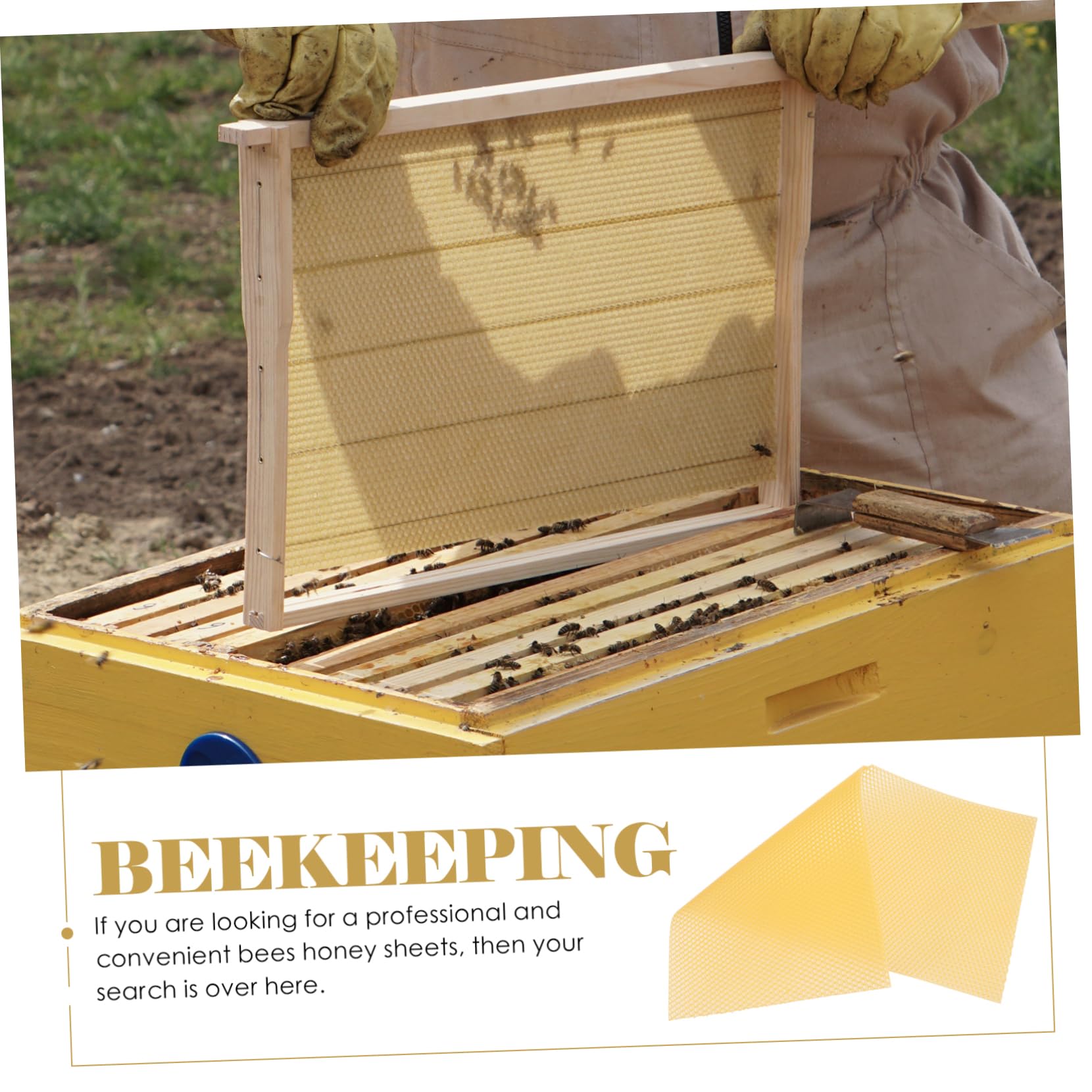 TOYANDONA 30 Láminas Base de Cera de Abejas para Colmenas Amarillas, Material de Cera Natural, Alta Producción y Rápido Anidado, para Fabricación de Velas y Apicultura