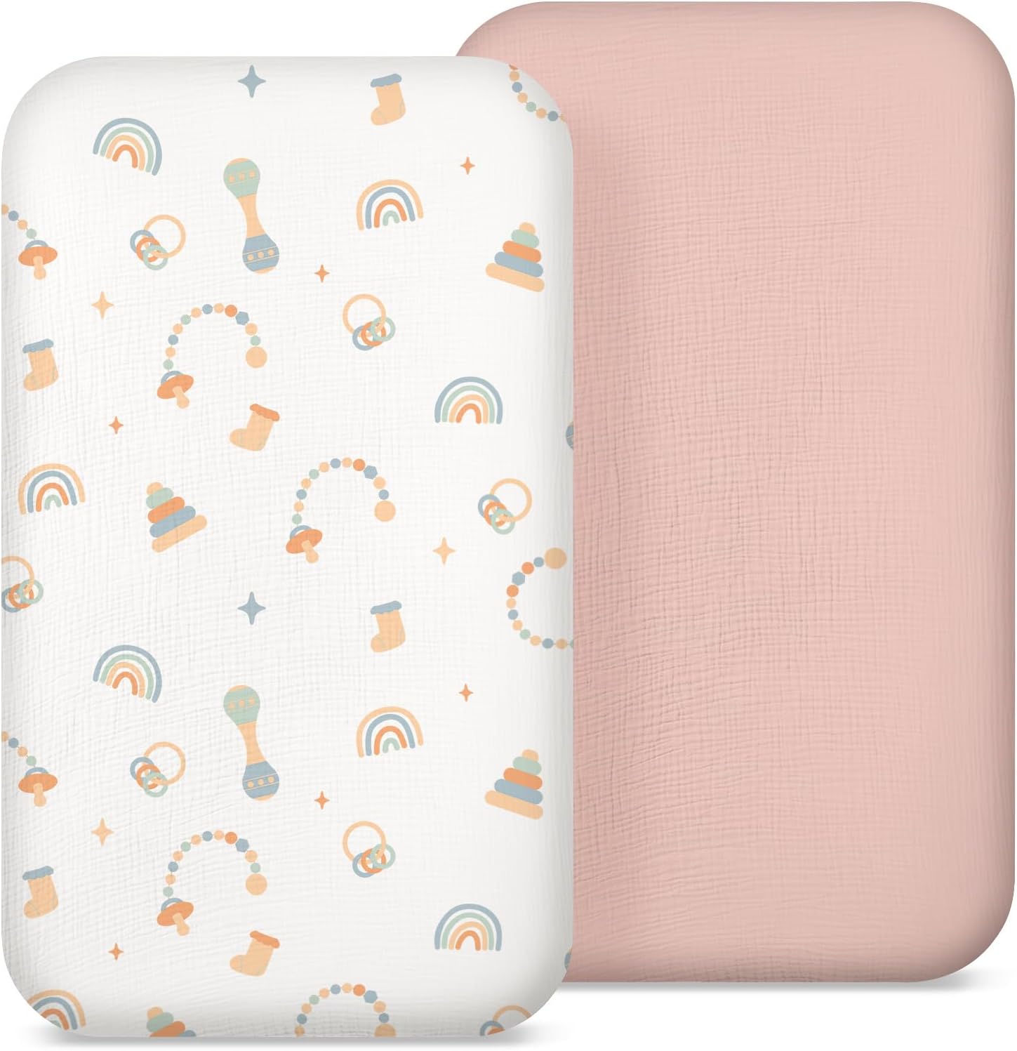 Organic Muslin Fitted Bassinet Sheet for Baby, Soft & Breathable – 2 Pack