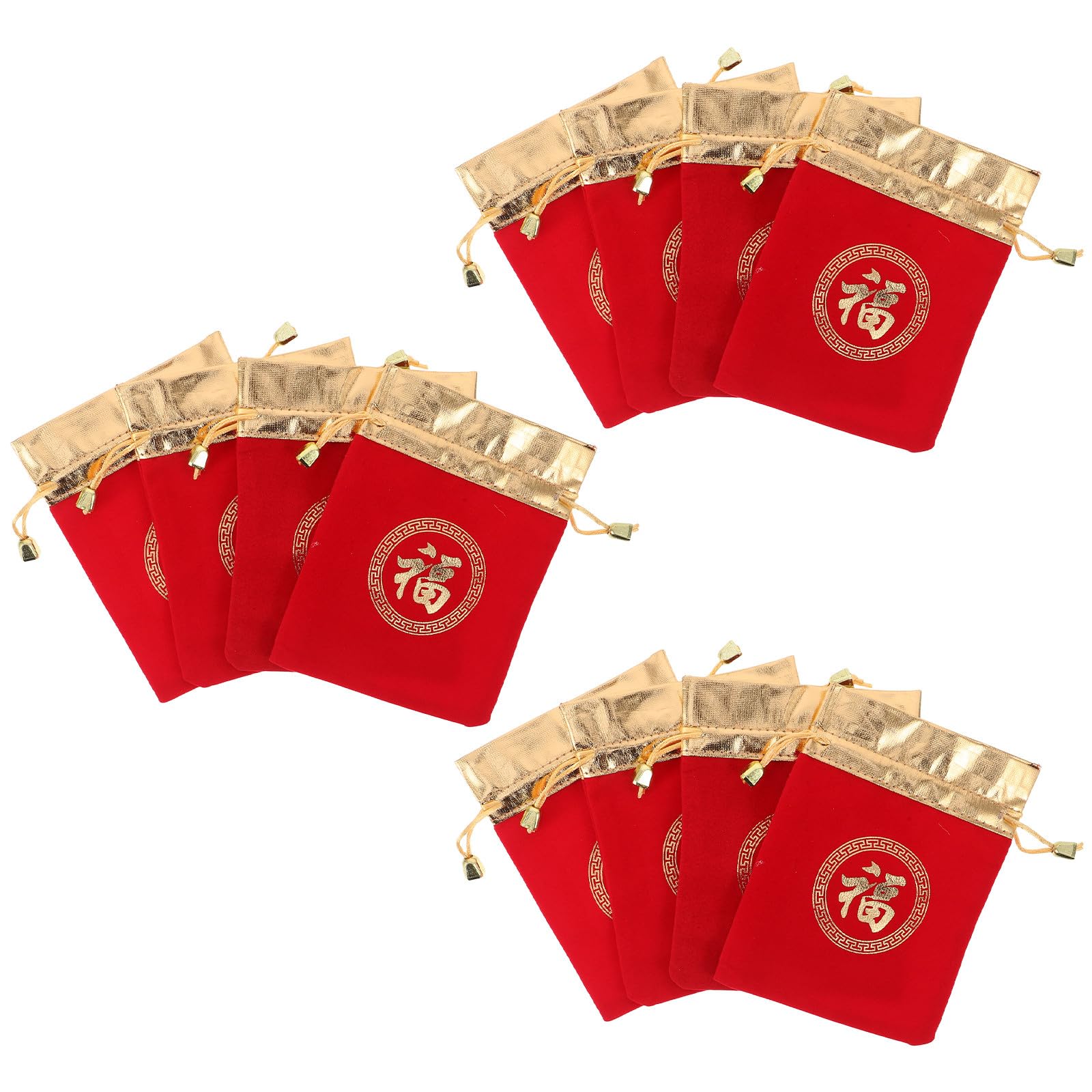 Bolsas de terciopelo rojo cordón SHINEOFI para dulces festivos