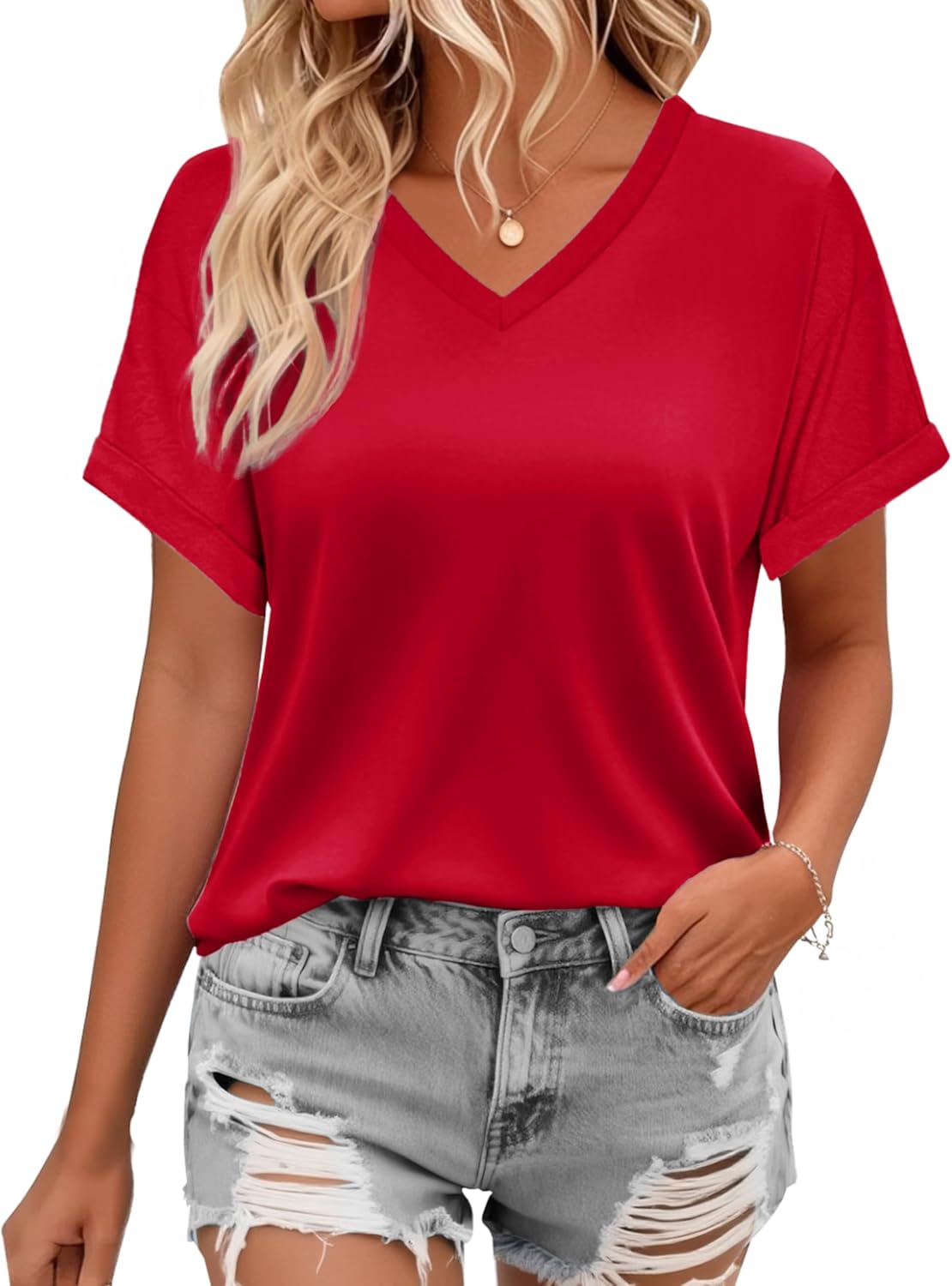 YUCOLEN Womens Short Sleeve V-Neck Shirts UPF 50+ Beach Vacation Casual Summer Loose Fit Tops 2026 - Image 7