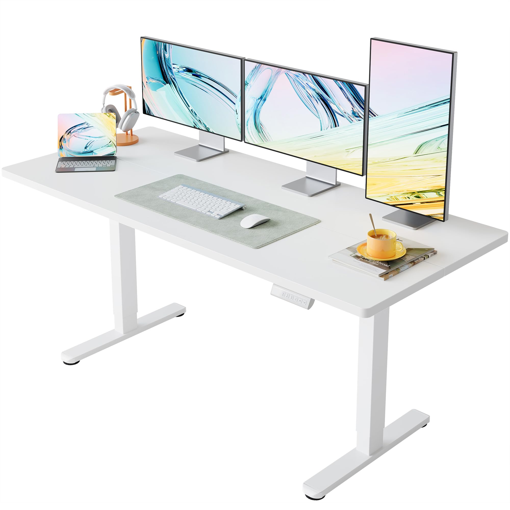 HUANUO 71x30 Inch Electric Standing Desk, Height Adjustable, White