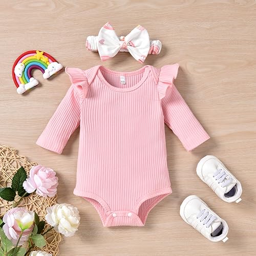 Miniatura 4 de Aalizzwell Preemie - Conjunto de ropa para bebé recién nacido mameluco acanalado pantalones para otoño e invierno