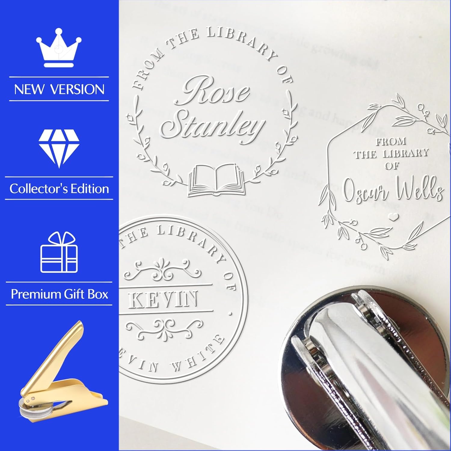 Book Embosser Personalized, Custom Stamp - Library Stamp Personalized Gift Set for Book Lovers | Women | Teachers | Wedding | Friends - Image 3