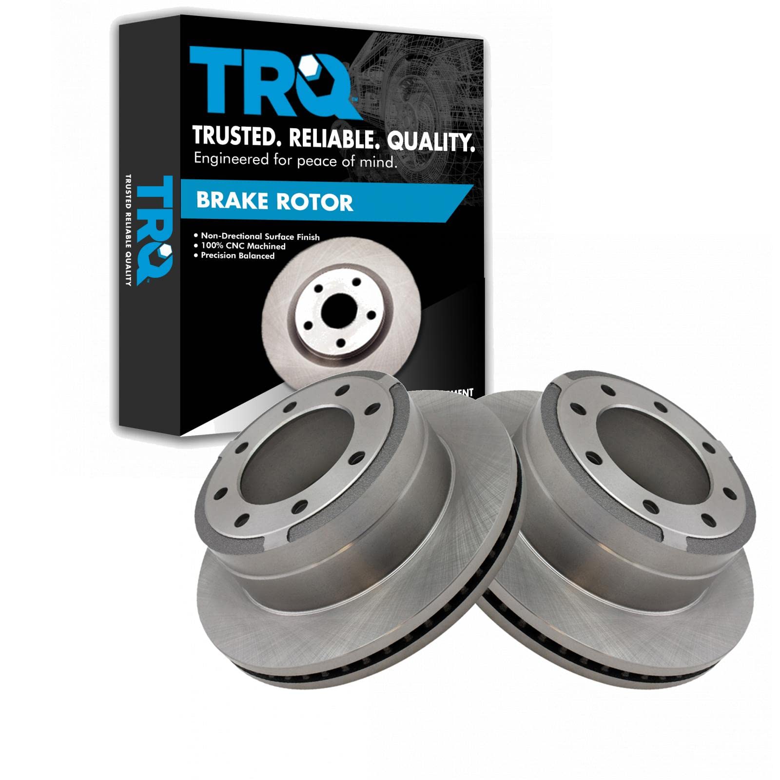 TRQ Brake Rotor Driver & Passenger Side Rear Pair for Ford F250 F350 Super Duty