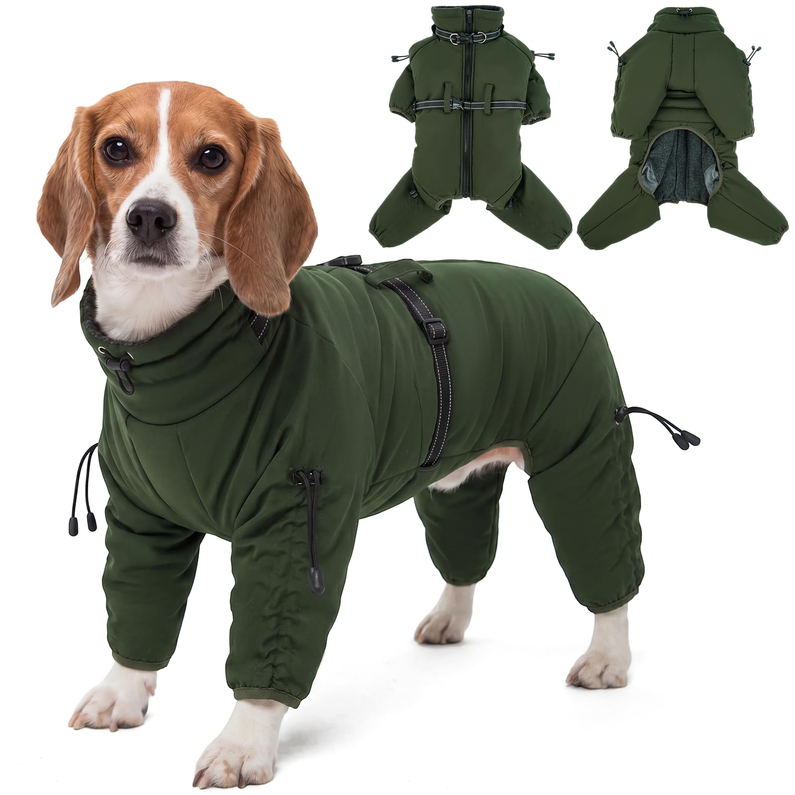 Kuoser Hundemantel, Hundejacke Hunde Wintermantel Wasserdicht, Grün M