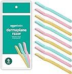 Amazon Basics Women's Multipurpose Exfoliating Dermaplaning Tool, Eyebrow & Facial Razor, Includes Blade Cover, Multicolor, 9 Count
