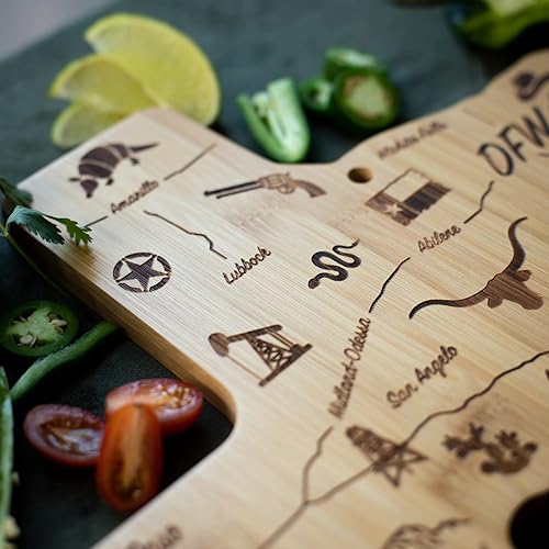 Miniatura 7 de Tabla de cortar en forma de Texas, madera grabada con láser (Acacia)