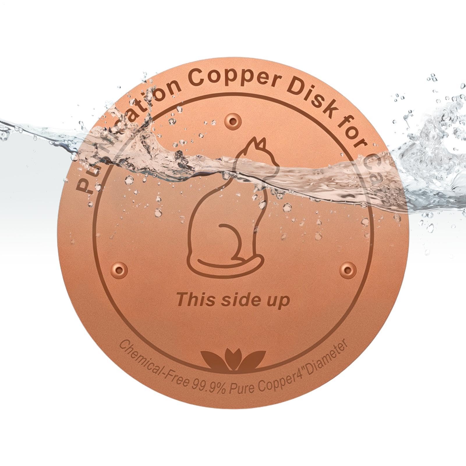 Disque de cuivre purificateur d'eau pour chats et salle de bain