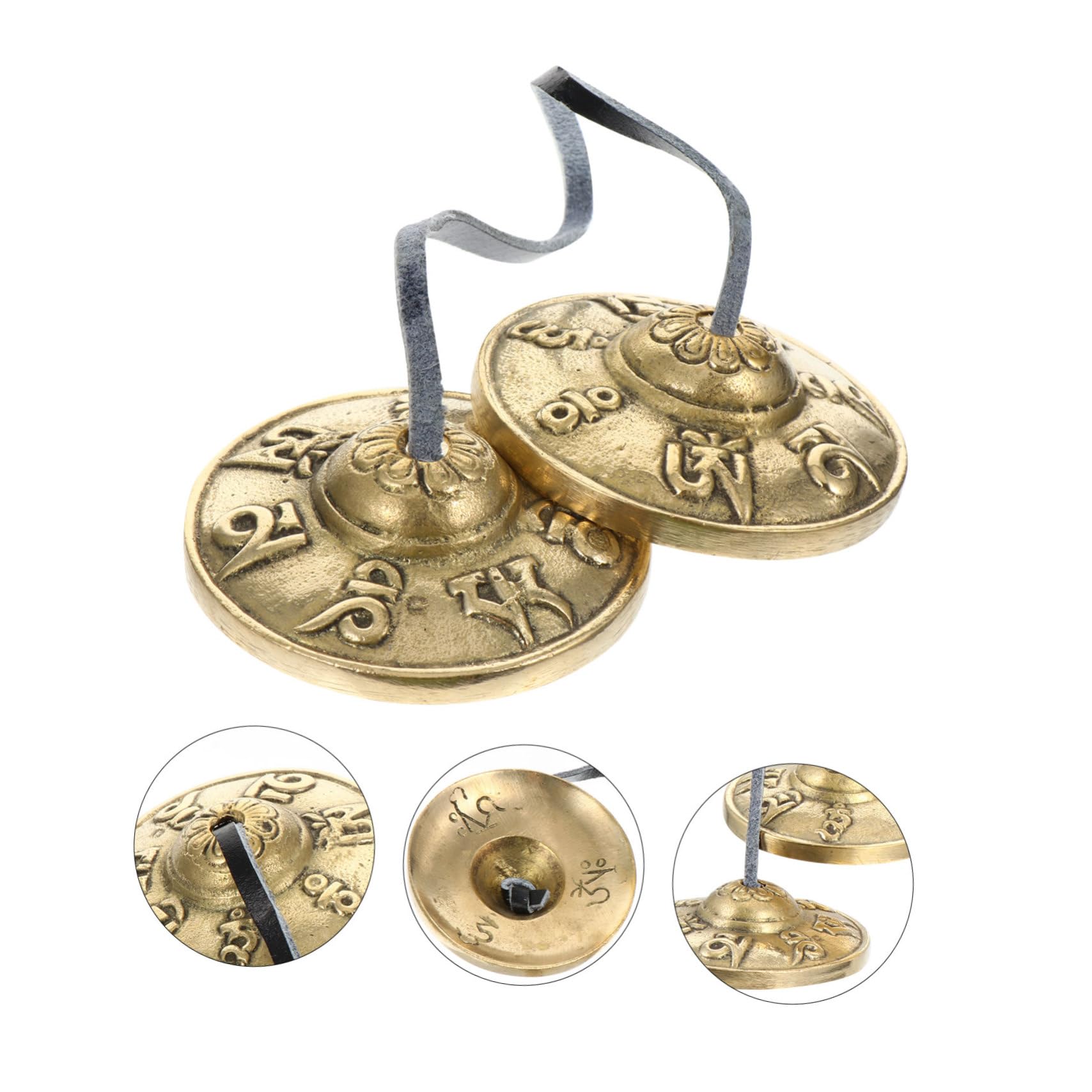 Milisten 1 Paar Läute Die Glocke Bauch Buddhistische Glückssymbole Nepal-becken Om Tingsha-glocken Handgestimmte Tibetische Glocke Yoga Glockenspiel Pu Musik Buddhistische Lieferungen