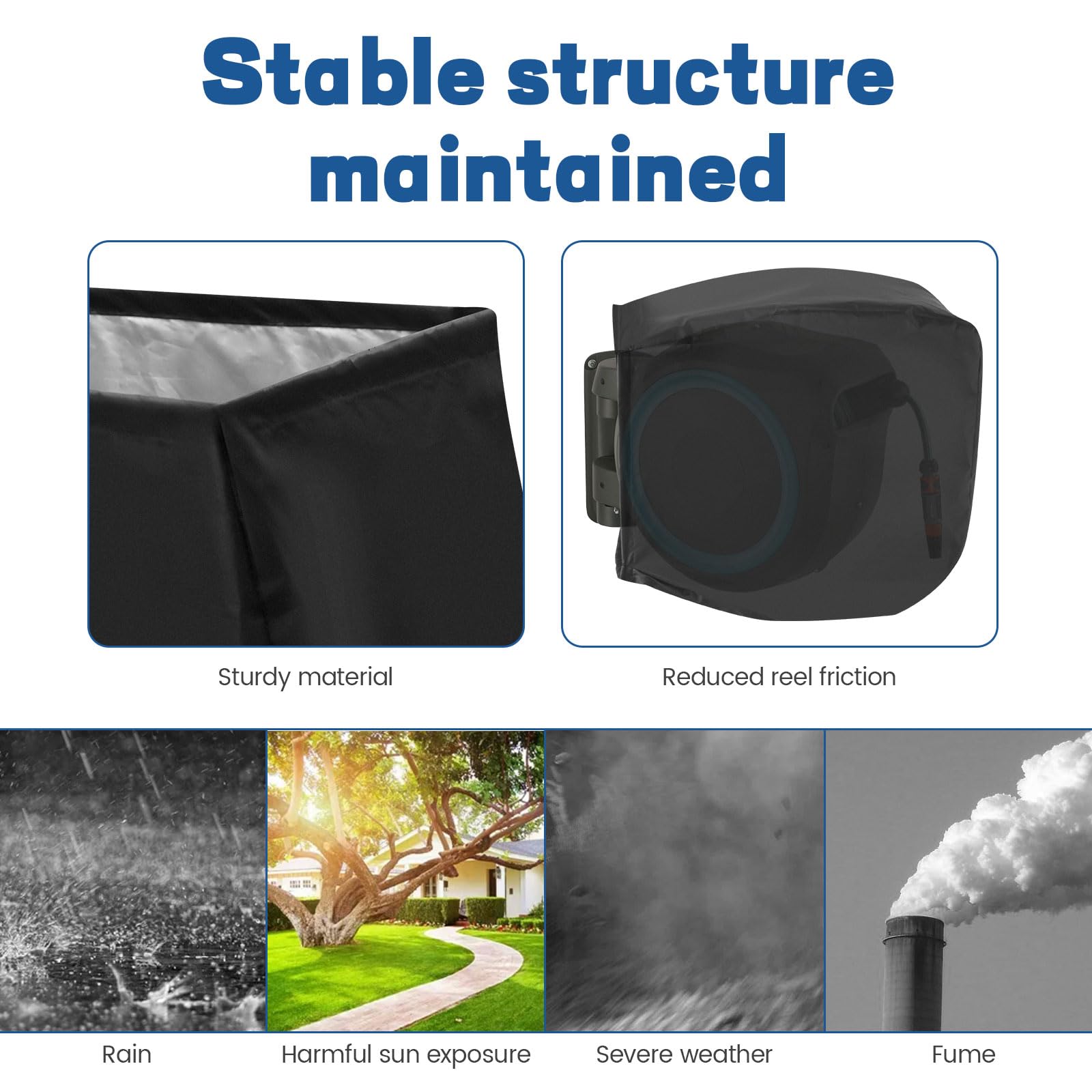 Insulated Hose Cover with Adjustable Drawstring Wall Mounted Hose Reel Cover with Storage Bag Waterproof Sun Proof Hose Reel Protector Reusable Cover for Water Hose Reel.