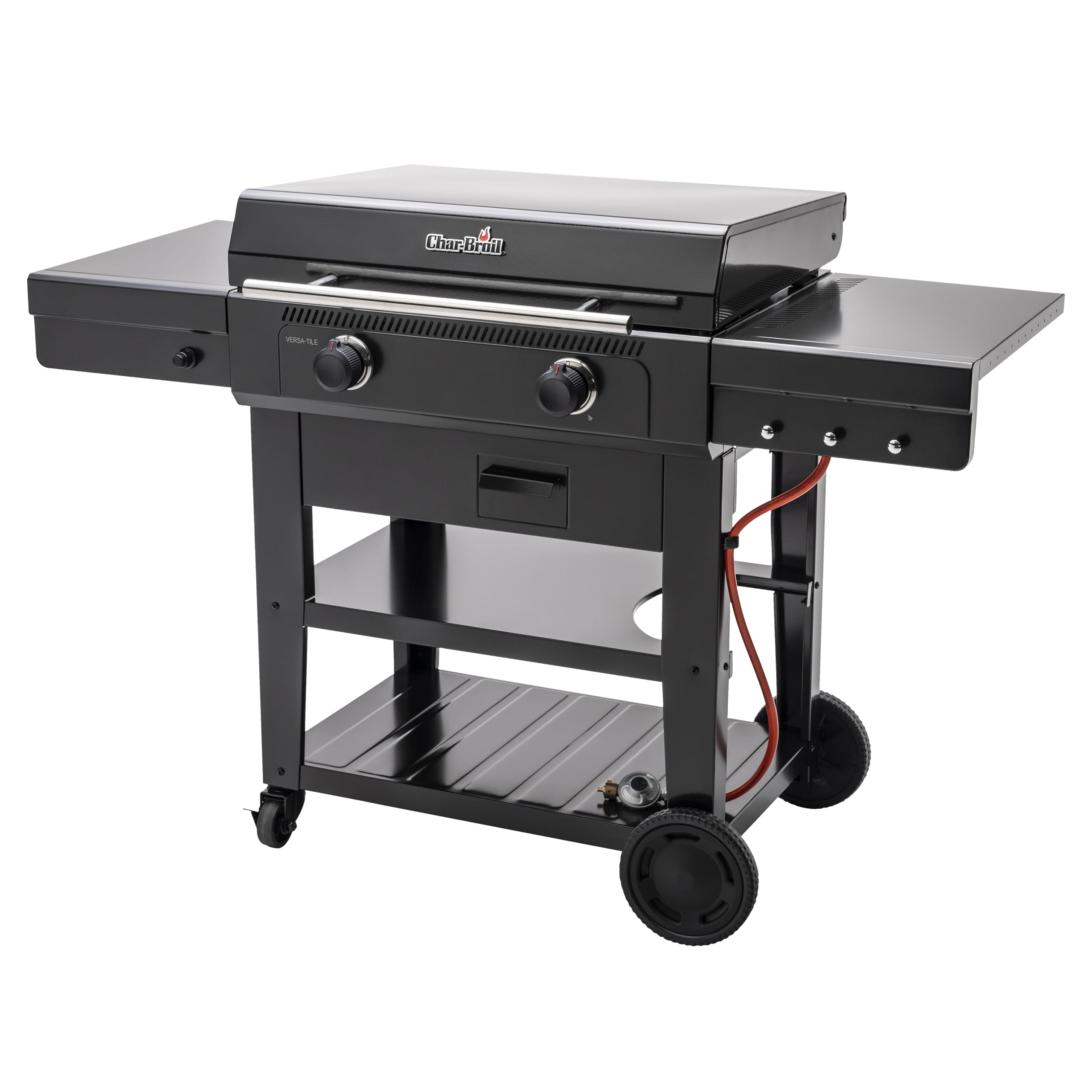 Char-Broil Barbacoa de Gas Versa-Tile, Plancha a Gas de 2 Zonas, Superficie de Cocción: 70 x 50 cm, Sistema de Módulos 3 en 1: Plancha, Parrilla y Horno para Pizza
