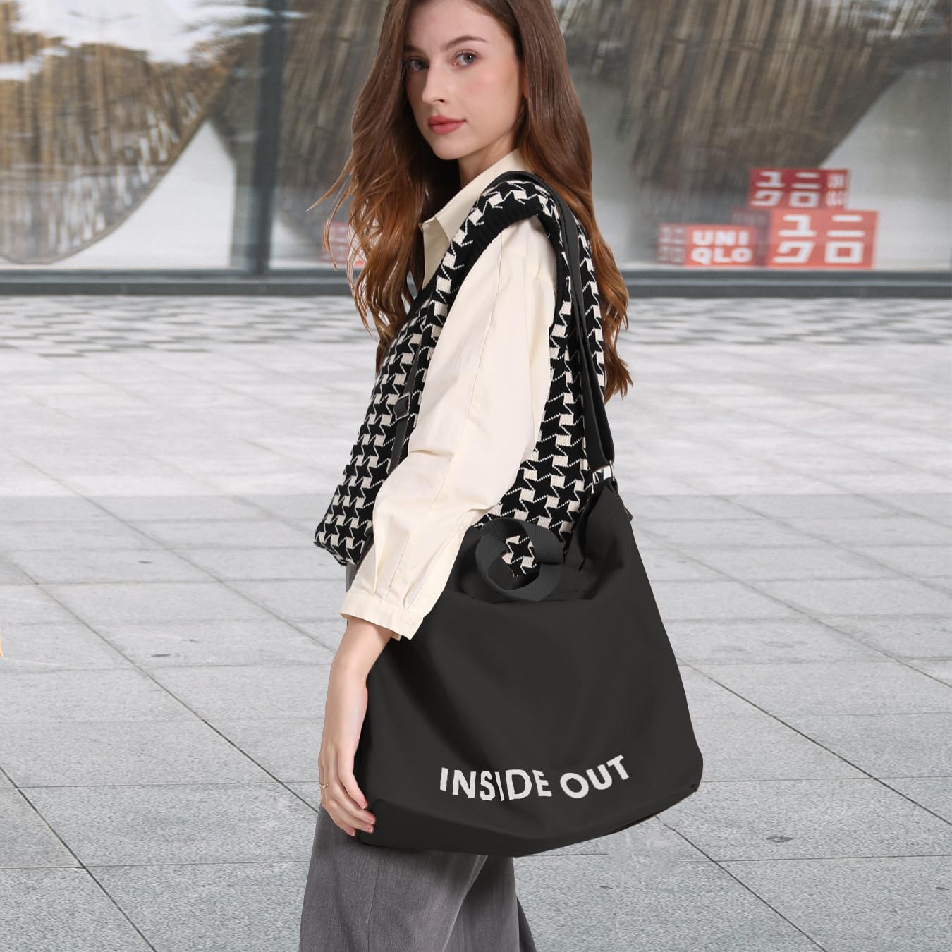 Canvas Tote Bag For Women inside out bag Crossbody Handbag with Adjustable Strap and Coin Purse for Work,Travel,Grocery - Image 2