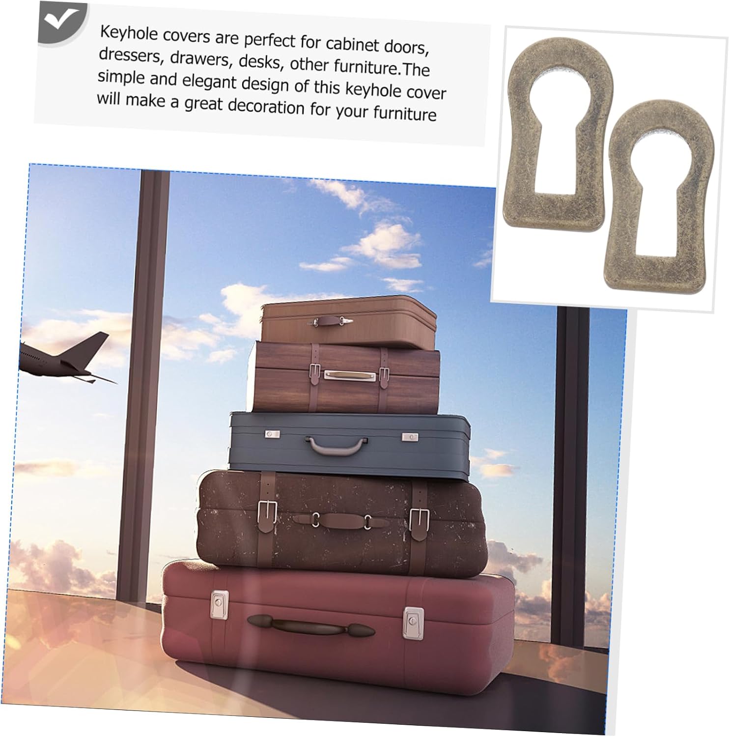 VILLCASE 10pcs Keyhole Escutcheon Plate Dresser Keyhole Ornament Decorative Hardware