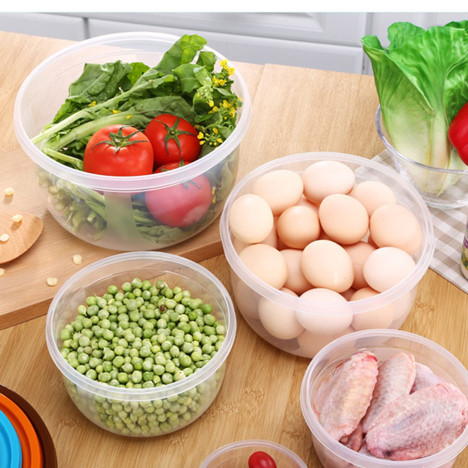 Juego de ensaladeras de plástico multicolor, apto para microondas y lavavajillas, ideal para hornear, preparar, cocinar y servir alimentos (juego de 7) (multicolor) 4