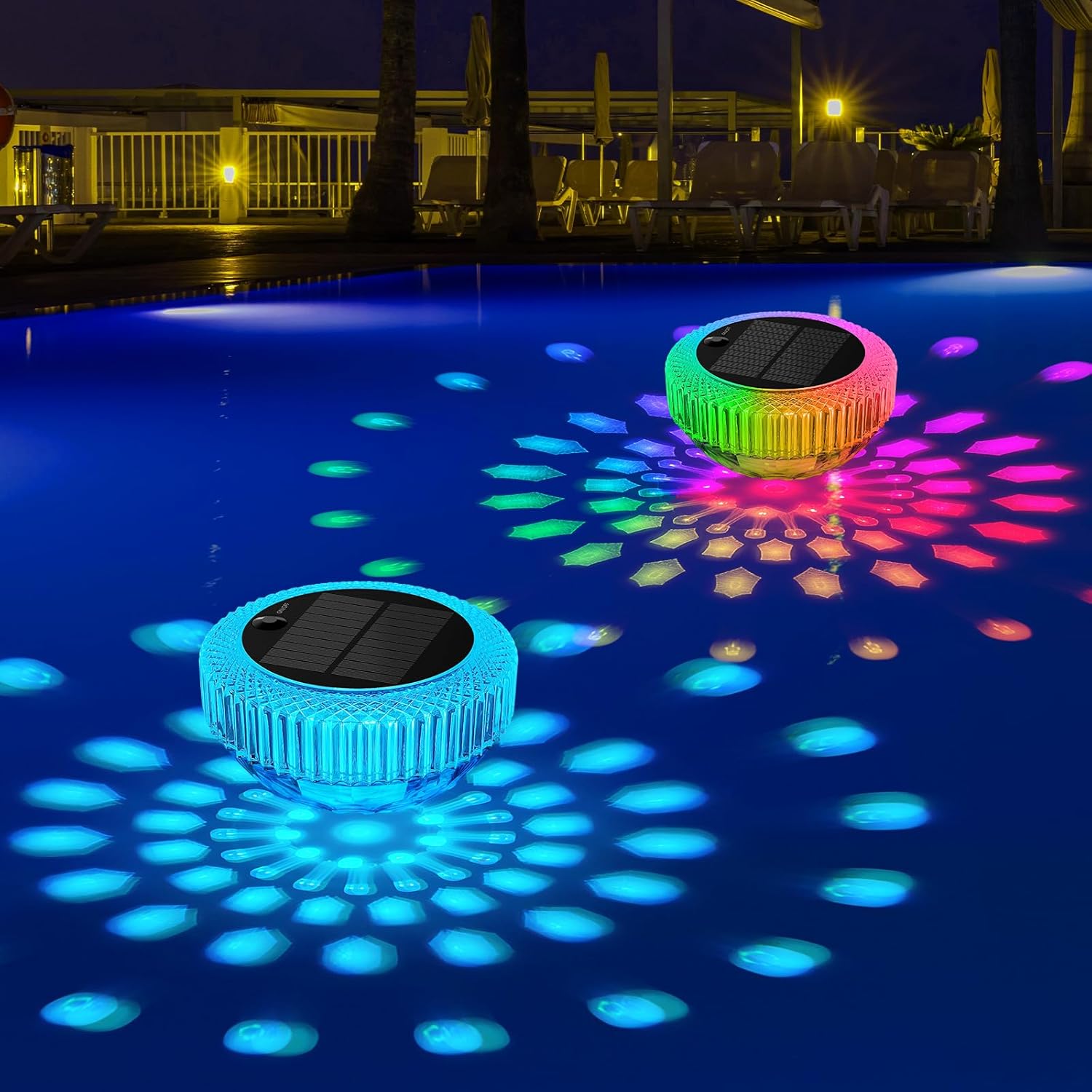 Solar Floating Pool Lights - 2 Pack, RGB Color Float Pool Lights, IP68 Waterproof, Pool Decor Lighting Accessories for Inground, Above Ground Pools, Outdoor, Garden, Party Decoration