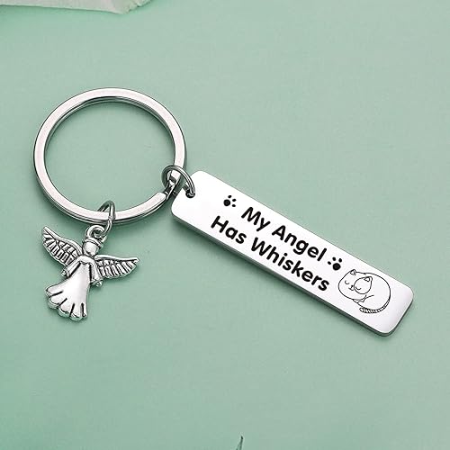 Miniatura 5 de JIUSHUN Llavero de condolencia de gato, llavero de pérdida de mascotas, regalo de duelo para gatos, joyería de condolencia para pérdida de gato