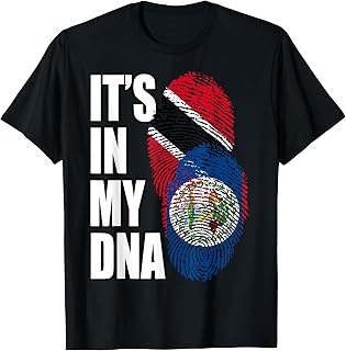 Belizean And Trinidadian Mix DNA Flag Heritage Gift T-Shirt