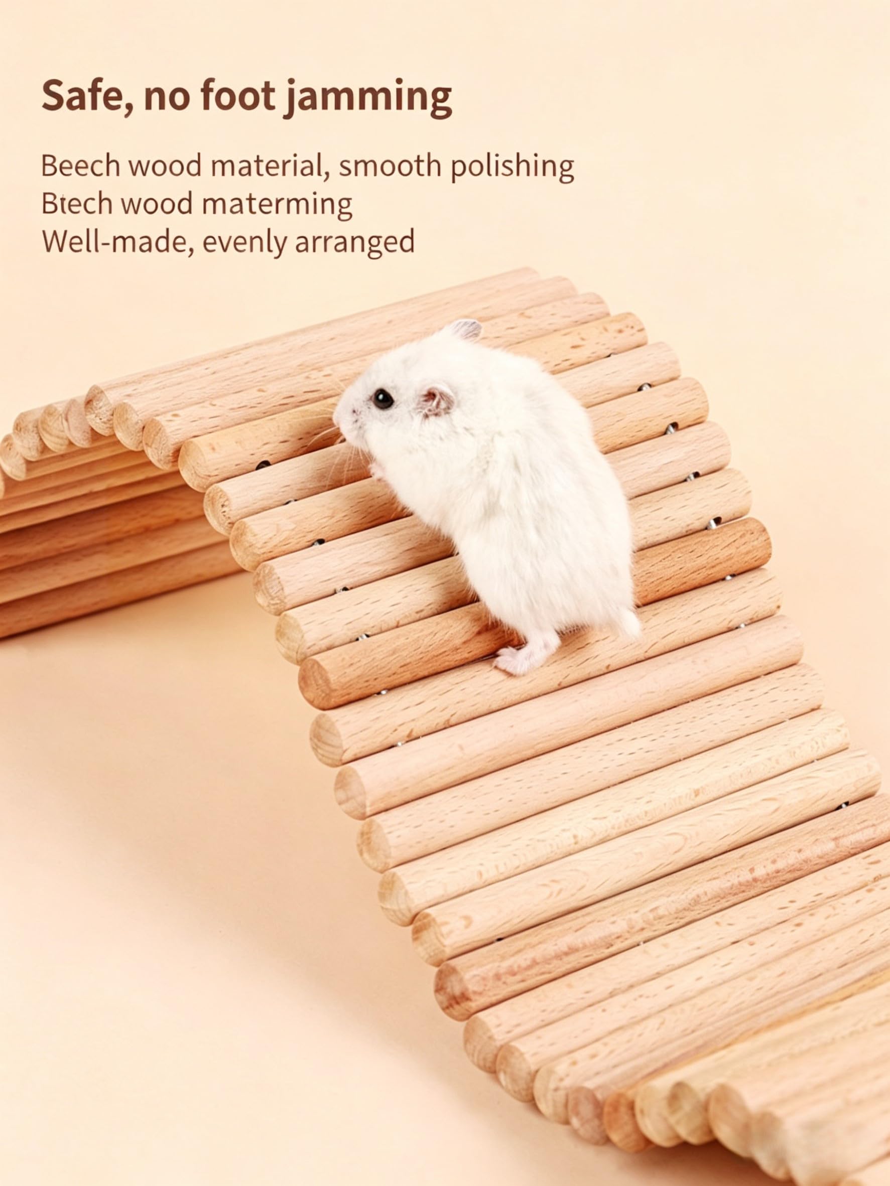 Puente-escondite para Mascotas, Túnel De Escalada Flexible De Madera Y Casita con Rampa, Juguete Natural para Masticar para Cobayas, Hurones, Erizos, Chinchillas Y Pequeños color1
